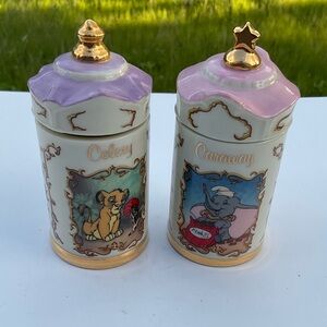 “New” (Set Of 2) Disney Spice Jars (THE LION KING/Celery) & (DUMBO/Caraway).